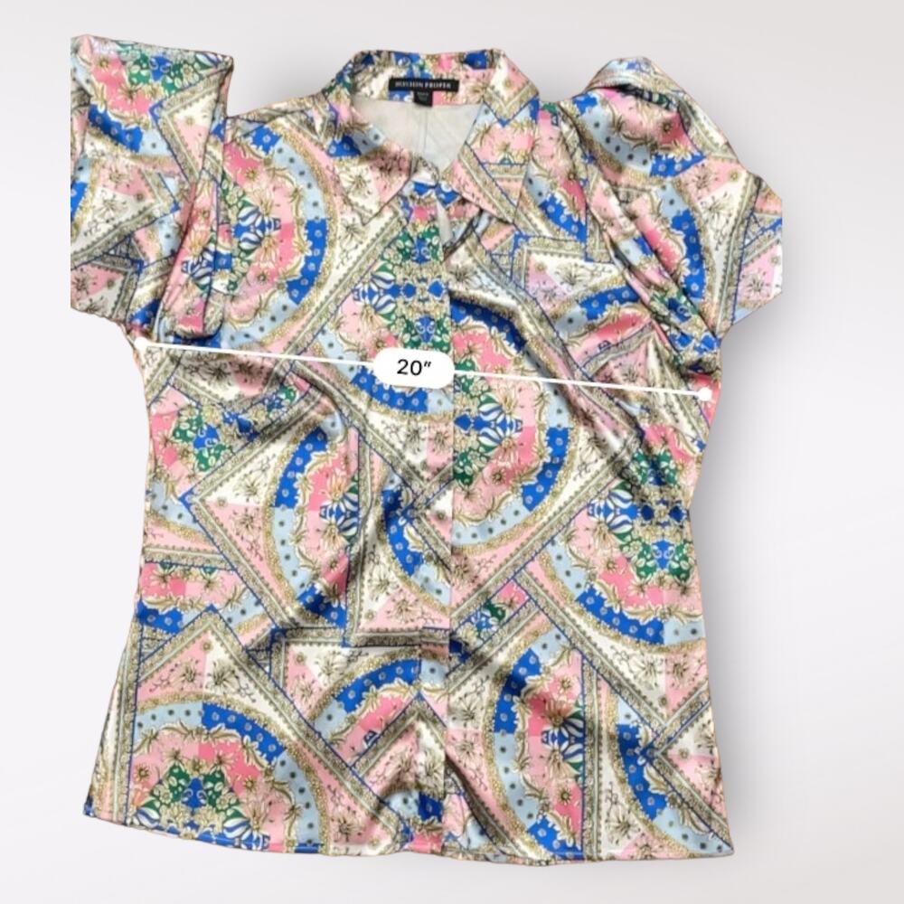 Boston Proper Baroque Scroll Print Button Up Char… - image 6